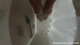 Behind the scenes fun with busty blonde Samantha Saint